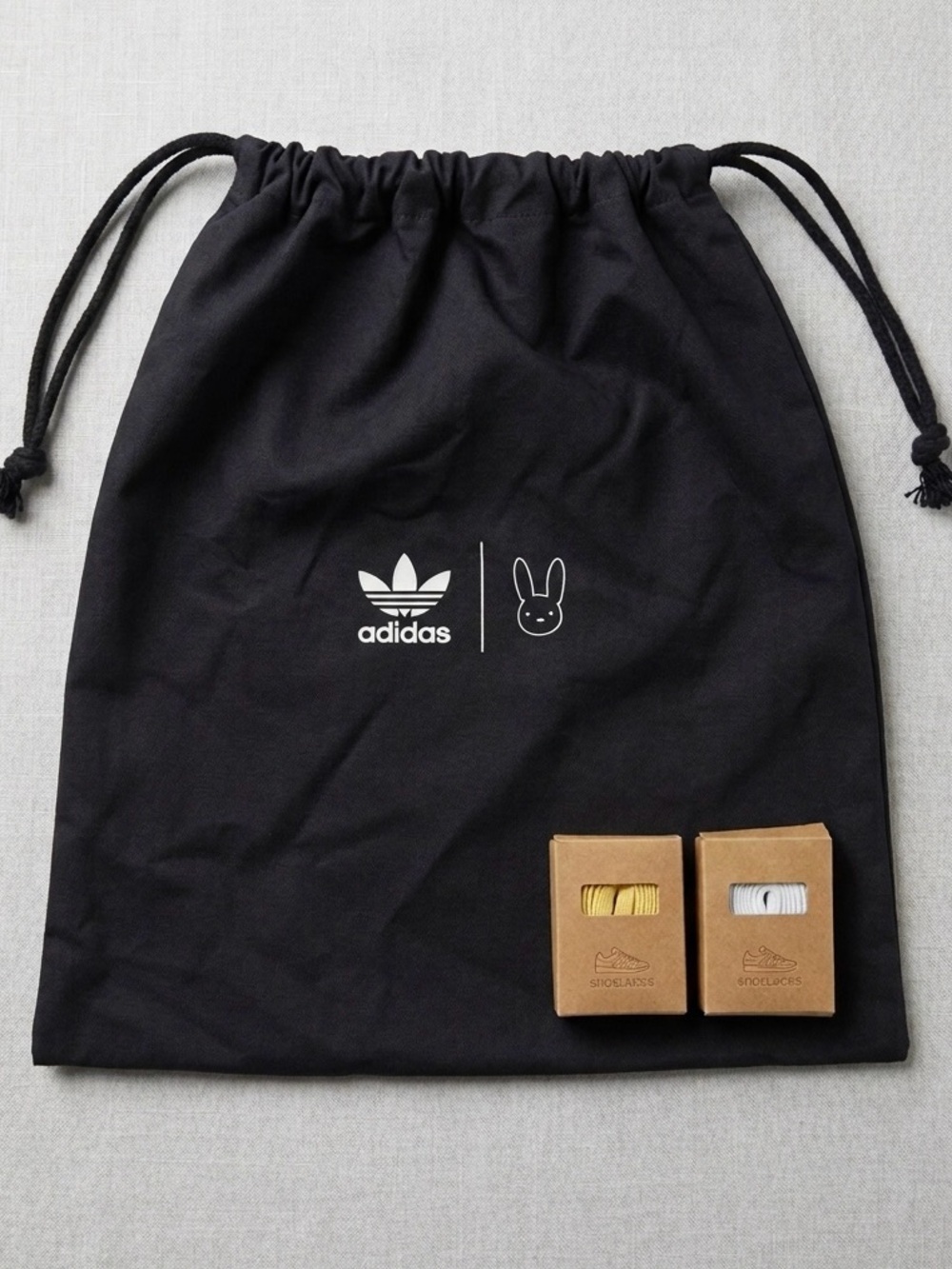 adidas Black Drawstring Logo Pouch with Bunny Motif